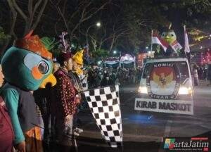 Kirab Maskot  Simbol  Kita Semua Bersaudara Pada Pilkada 2024,KPU Kabupaten Kediri Targetkan 75% Partisipasi Masyarakat