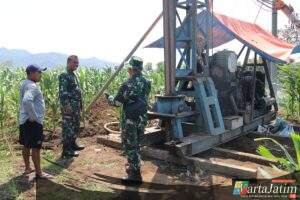 Kebutuhan Air sudah terpenuhi, atas upaya satgas TMMD ke 122, Kodim 0809/Kediri membuat Sumur Bor.