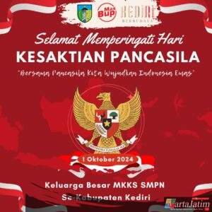 Keluarga Besar MKKS SMPN Se-Kabupaten Kediri Mengucapkan Selamat Hari Kesaktian Pancasila 2024
