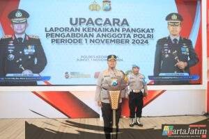 Kapolres Kediri Kota Pimpin Upacara Kenaikan Pangkat Pengabdian 