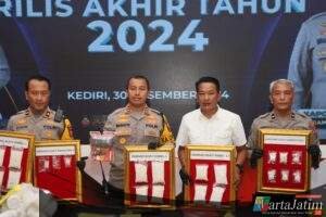 Gelar Rilis Tahun 2024, Polres Kediri Kota Ungkap Puluhan Kasus Narkoba dan Ratusan Kasus Kriminalitas