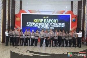 Kapolres Kediri Kota Pimpin Upacara Kenaikan Pangkat Pengabdian