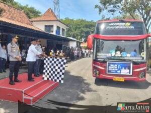 Dishub Kota Kediri Lepas 4 Bus Program Balik Gratis Lebaran 2025