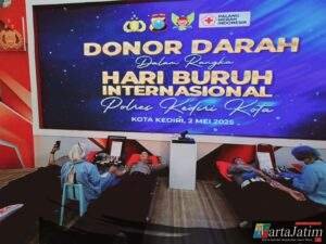 Peringati May Day, Polres Kediri Kota Gelar Donor Darah Bersama Serikat Pekerja