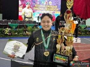 Personel Polres Lamongan, Bripda Sholeh Maulana, Raih Medali Emas di Pencak Silat Pangdivif 2 Cup 2025