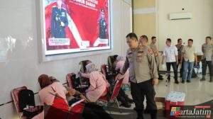 Polres Nganjuk Gelar Donor Darah Sambut Hari Bhayangkara ke-79, Targetkan 100 Pendonor