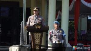 Polres Nganjuk Gelar Apel Pasukan dan Patroli Skala Besar Amankan Malam Takbiran Idul Adha 1446 H