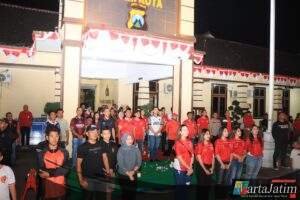 Polres Kediri Kota Gelar Nobar Timnas Indonesia vs Jepang, Ratusan Penonton Antusias dan Nikmati Makanan Minuman Gratis