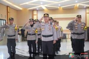 Polres Kediri Teguhkan Pengabdian Lewat Upacara Pemuliaan Nilai-Nilai Tribrata