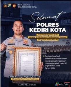 Sat Samapta Ucapkan Selamat Polres Kediri Kota Atas Penghargaan Kapolri Sebagai Unit Pelayanan Publik Dengan Kategori Pelayanan Prima (Nilai A )