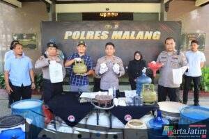 Polres Malang Berhasil Bongkar Produksi Arak Ilegal di Bantur, Terendus Lewat Layanan 110