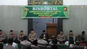 Polres Nganjuk Gelar Binrohtal, Kapolres Ajak Anggota Tingkatkan Rasa Syukur
