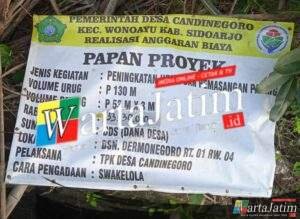 Warga Candinegoro Wonoayu,Curiga PEMDES Pakai Dana Desa Puluhan Juta Untuk Proyek Fiktif