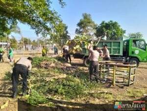 Sinergi Tiga Pilar, Polres Madiun Kota Kerja Bakti di Lokasi Dapur MBG Dukung Program Nasional