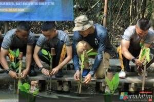 Taruna Bhayangkara Hijaukan Negeri Lewat Aksi Penanaman 100 Pohon Bakau di Jakarta Utara