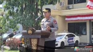 Apel Pengamanan Pengesahan IKSPI, Kapolres Nganjuk Tegaskan Kesiapan Personel Jaga Kamtibmas