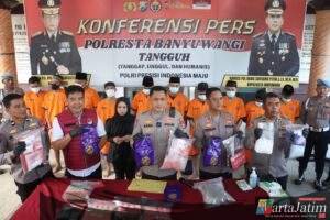 Polresta Banyuwangi Berhasil Ungkap Narkoba Selama Agustus 2025 Amankan 10 Tersangka Sita 4,4Kg Sabu dan Ribuan Butir Okerbaya