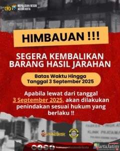 Polres Kediri Kota Berikan Batas Waktu Pengembalian Barang Hasil Jarahan 3 September 2025