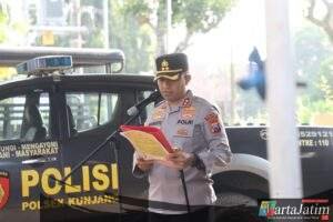 Kapolres Kediri Tekankan Empat Pilar ‘Berbudaya’ di Apel Pagi Polsek Kunjang
