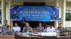 Konferensi Pers Akhir Tahun, Polres Nganjuk Paparkan Tren Kamtibmas 2024–2025