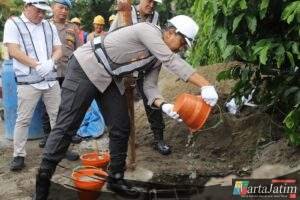 Menuju Lebih Modern, Videotron Outdoor Polres Kediri Mulai Dibangun