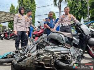 Satlantas Polres Kediri Kota Tetapkan Sopir Bus Harapan Jaya Sebagai Tersangka Kecelakaan Beruntun di Muning