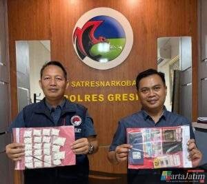 Polres Gresik Amankan Tersangka Pengedar Ribuan  Pil Koplo di Tlogopojok