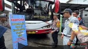Dukung Operasi Lilin Semeru 2026, Satlantas Polres Kediri Kota Rampcheck Angkutan Umum