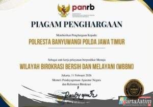 Polresta Banyuwangi Raih Penghargaan Zona Integritas Menuju WBBM Tahun 2025