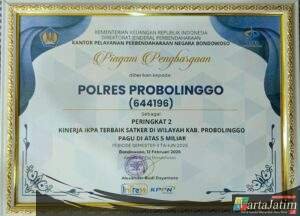 Polres Probolinggo Raih Peringkat II Kinerja IKPA Terbaik Semester II 2025 Dari KPPN Bondowoso
