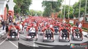 Presiden Salurkan 220 Becak Listrik di Nganjuk, Kapolres Ingatkan Larangan Modifikasi yang Ganggu Faktor Keselamatan