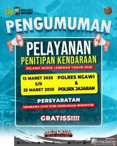 Mudik Aman Keluarga Bahagia, Polres Ngawi Layani Penitipan Kendaraan Gratis