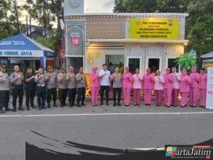 Cek Langsung Pos Pengamanan, Kapolres Kediri Kota Beri Semangat Personel Pengamanan Operasi