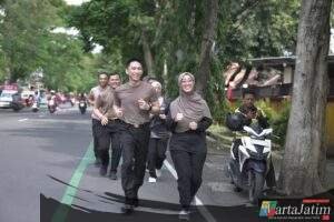 Polres Kediri Kota Gelar Olahraga Pagi, Tekan Angka Overweight Personel