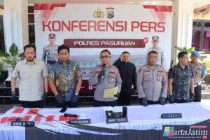 Polres Pasuruan Amankan 5 Tersangka Kasus Tambang Andesit Ilegal di Purwosari