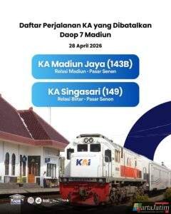 KAI Daop 7 Madiun Pastikan Refund 100% Tiket KA Jarak Jauh Terdampak