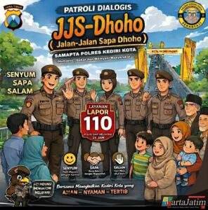 Patroli Dialogis “JJS Dhoho” Samapta Polres Kediri Kota, Bersama Wujudkan Kota Kediri Yang Aman, Nyaman Dan Tertib