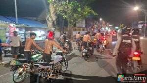 Patroli Pleton Siaga Polres Pasuruan Kota Amankan 14 Motor Diduga Balap Liar