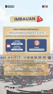 Perbaikan Geometri Perlintasan di JPL 214 Dimulai Malam Ini,KAI Daop 7 Madiun Sampaikan Imbauan dan Permohonan Maaf Pada Masyarakat