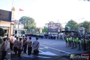 Polres Kediri Kota Gelar Apel Pengamanan Malam Takbir Idul Adha 1447 H, Kapolres Tekankan Pengamanan Humanis dan Persuasif
