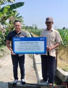 BRI Pare Berikan CSR Bantuan Pembangunan Saluran Irigasi di Desa Tegowangi Kediri