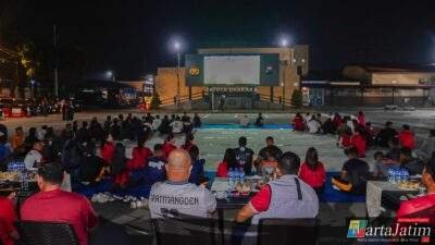 Indonesia Menang 1-0, Nobar Timnas Bersama Polres Kediri Berlangsung Meriah