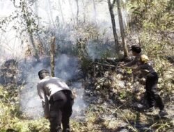 Respon Cepat Call Center 110 Polres Ngawi, Kebakaran Lahan di Bukit Gogor Sine Berhasil Dipadamkan