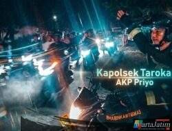 Pimpin Pengawalan Naik R2, Kapolsek Tarokan Pastikan Jalur Kepulangan Pesilat Kondusif