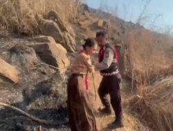 Tim Gabungan Polres Trenggalek Berhasil Evakuasi 4 Pendaki yang Terjebak Kebakaran di Gunung Orak arik