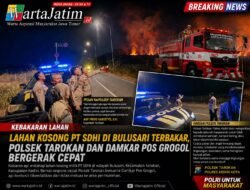 Lahan Kosong PT SDHI di Bulusari Terbakar, Polsek Tarokan dan Damkar Pos Grogol Bergerak Cepat