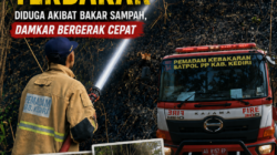 Rumpun Bambu di Puncu Kediri Terbakar Diduga akibat Bakar Sampah, Damkar Bergerak Cepat