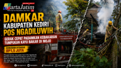 Damkar Kabupaten Kediri Gerak Cepat Padamkan Kebakaran Tumpukan Kayu Bakar di Mojo, Kerugian Rp1,5 Juta