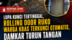 Lupa Kunci Tertinggal, Rolling Door Ruko Warga Kras Terkunci Otomatis, Damkar Turun Tangan