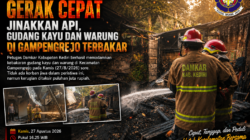 Damkar Kabupaten Kediri Gerak Cepat Jinakkan Api, Gudang Kayu dan Warung di Gampengrejo Terbakar